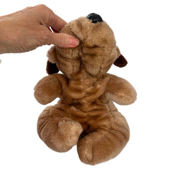 Vintage Plush Puppy Raffoler Dog Stuffed Animal Droopy Brown Wrinkle 86 Shar Pei - Picture 8 of 11